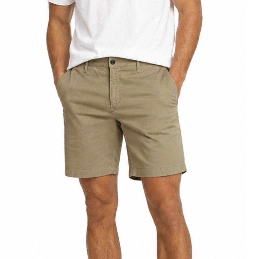 AG Adriano Goldschmied Men’s Flat Front Chino Shorts Tan Size 38 Preppy Casual